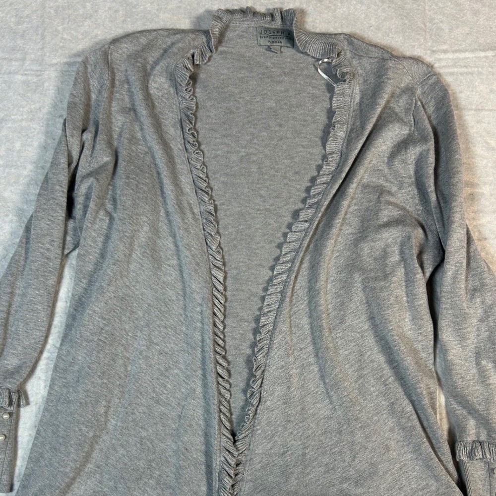 JOSEPH A. Woman Gray‎ Ruffle Cardigan Sweater Pearls Size 1X